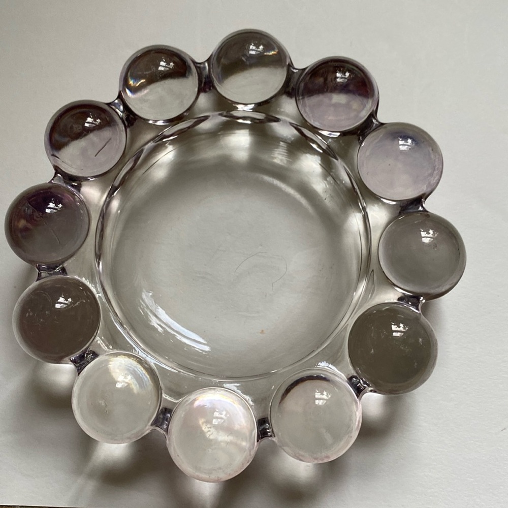 Vintage Boopie Bubble Glass Ashtray Trinket Dish clear glass MCM 5"